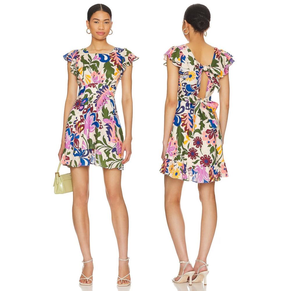 MISA Los Angeles Belinda Dress Mini Floral Boho Tropical Resort Vacation Party S